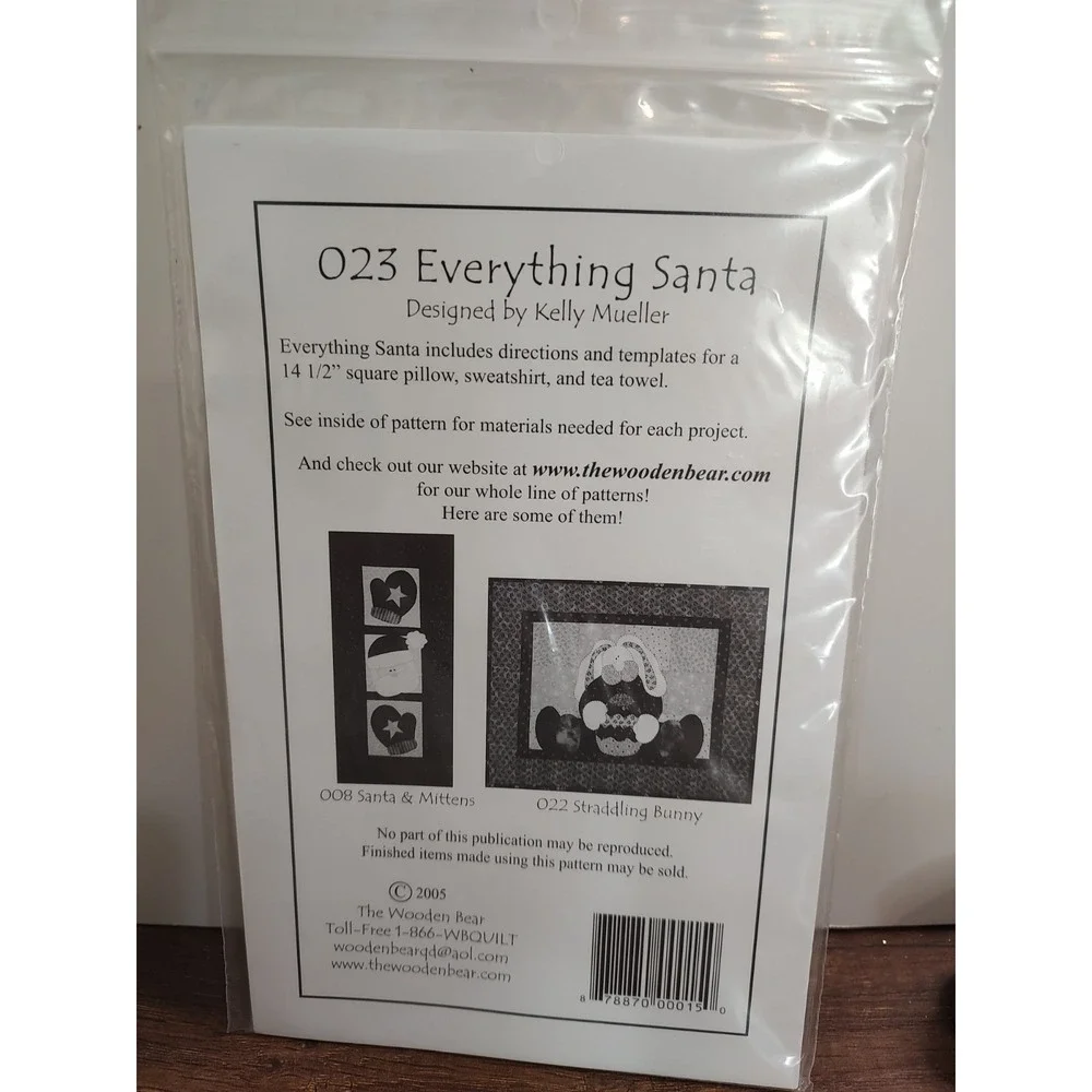 PATTERN Santa Claus Applique Pillow Santa Claus Tea Towel NEW The Wooden Bear